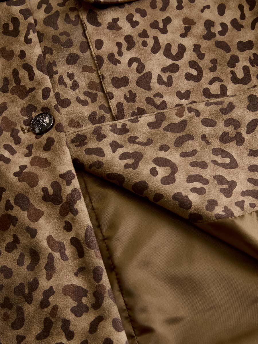 （clearance）Vintage Leopard Print Eco-suede Jacket