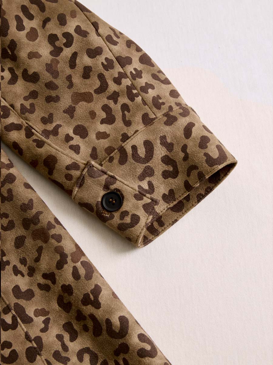 （clearance）Vintage Leopard Print Eco-suede Jacket