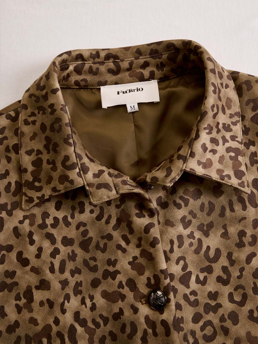 （clearance）Vintage Leopard Print Eco-suede Jacket