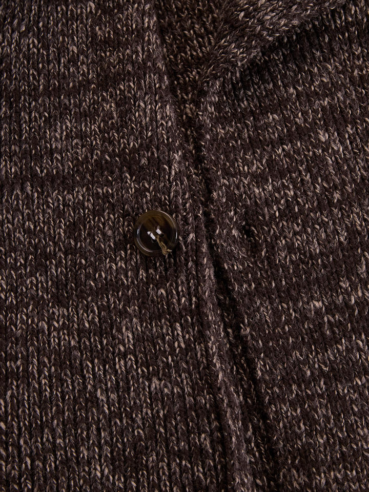 Brown Asymmetrical Zip Ribbed Knit Jacket