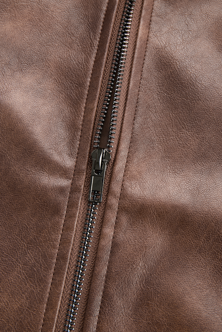 (clearance) Women's Lapel Vintage Faux Leather Jacket