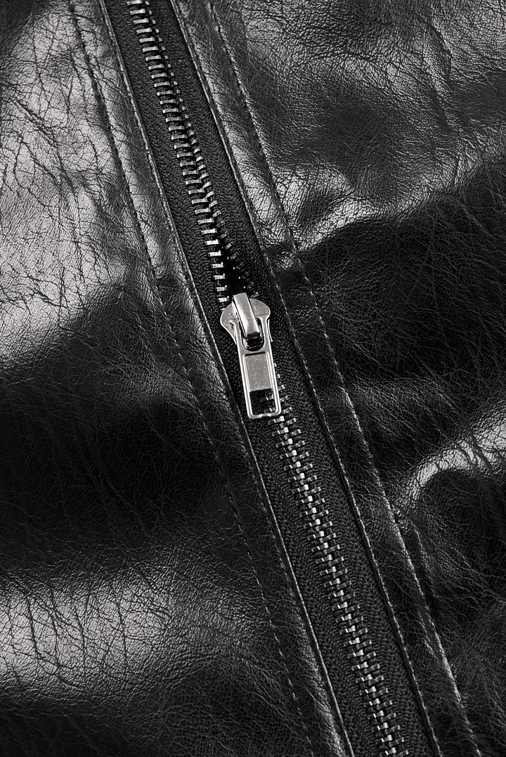 (clearance) Women's Vintage Stand Collar Faux Leather Jacket