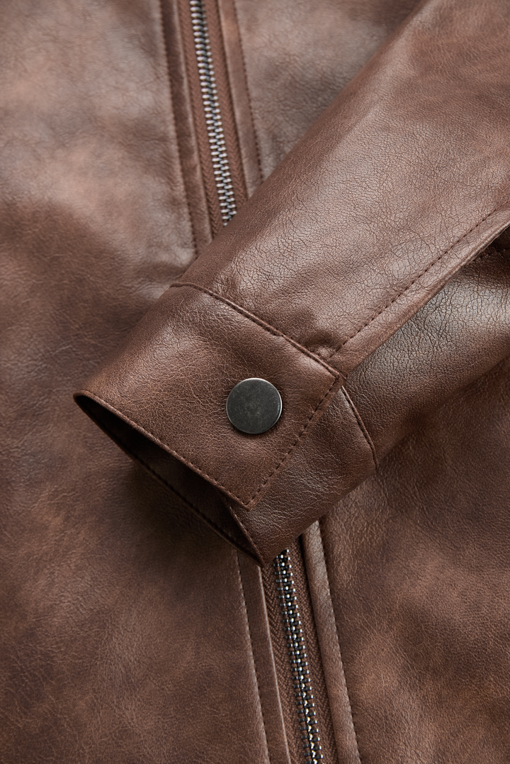 (clearance) Women's Lapel Vintage Faux Leather Jacket