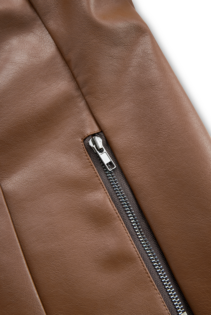 (clearance) Women's Stand Collar Vintage Faux Leather Jacket