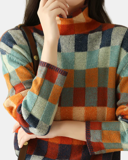 Unicloth.™ | Chic Patchwork Turtleneck Sweater