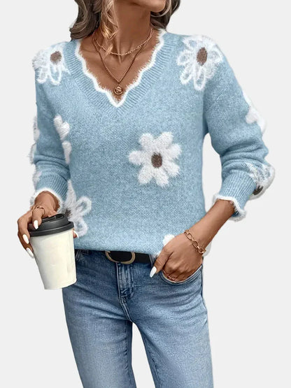 Unicloth.™ |Timeless V-Neck Floral Sweater