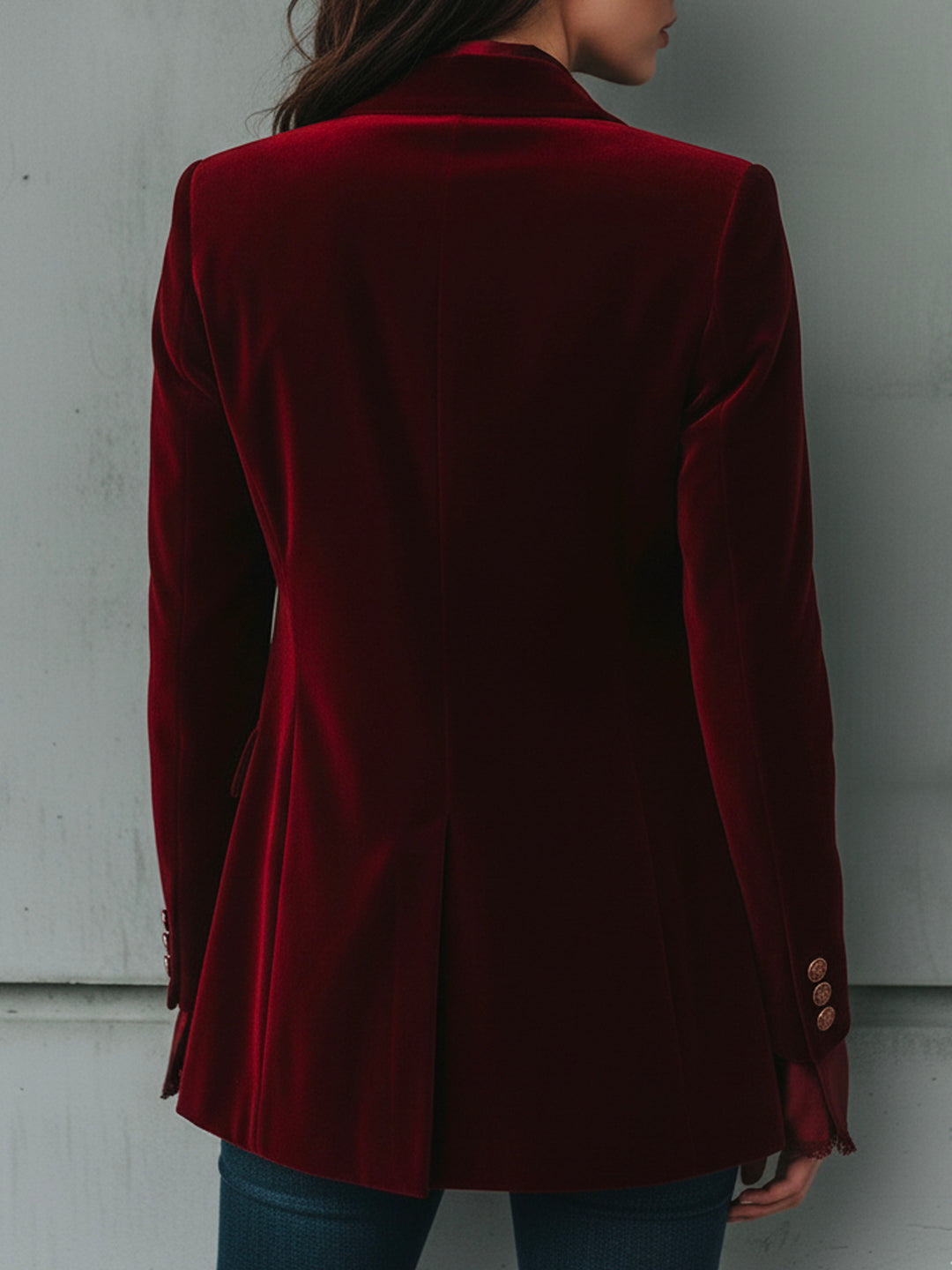 Vintage Longline Burgundy Velvet Blazer