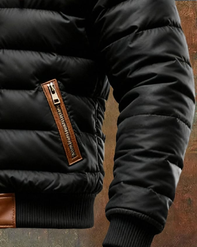 Unicloth.™ | Black Quilted Sherpa Winter Jacket