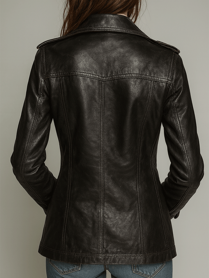 Vintage Black Double-Breasted Faux Leather Jacket