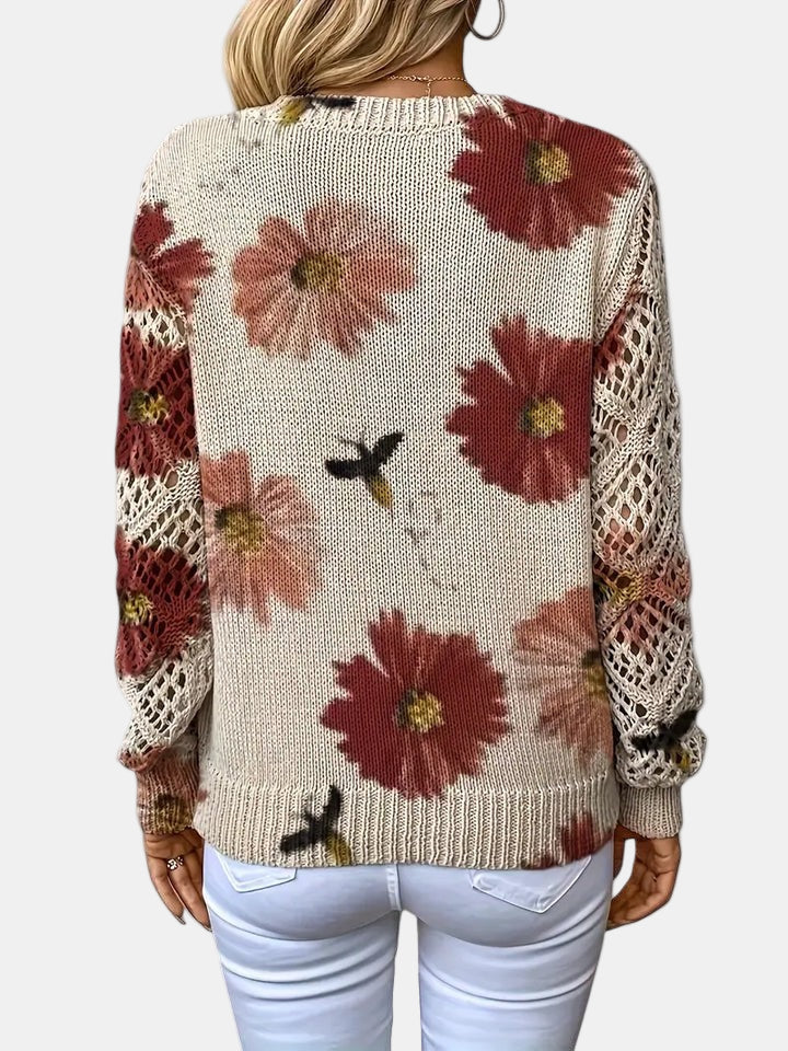 Unicloth.™ | Elegant Floral V-Neck Sweater