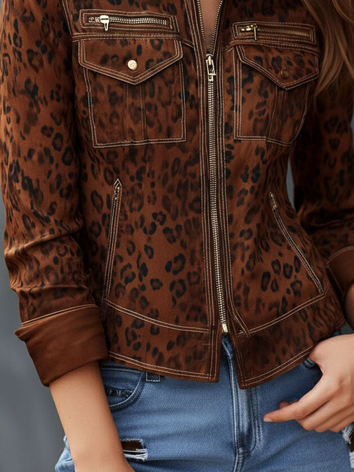 Leopard Print Microsuede Jacket – Contemporary Wild Elegance