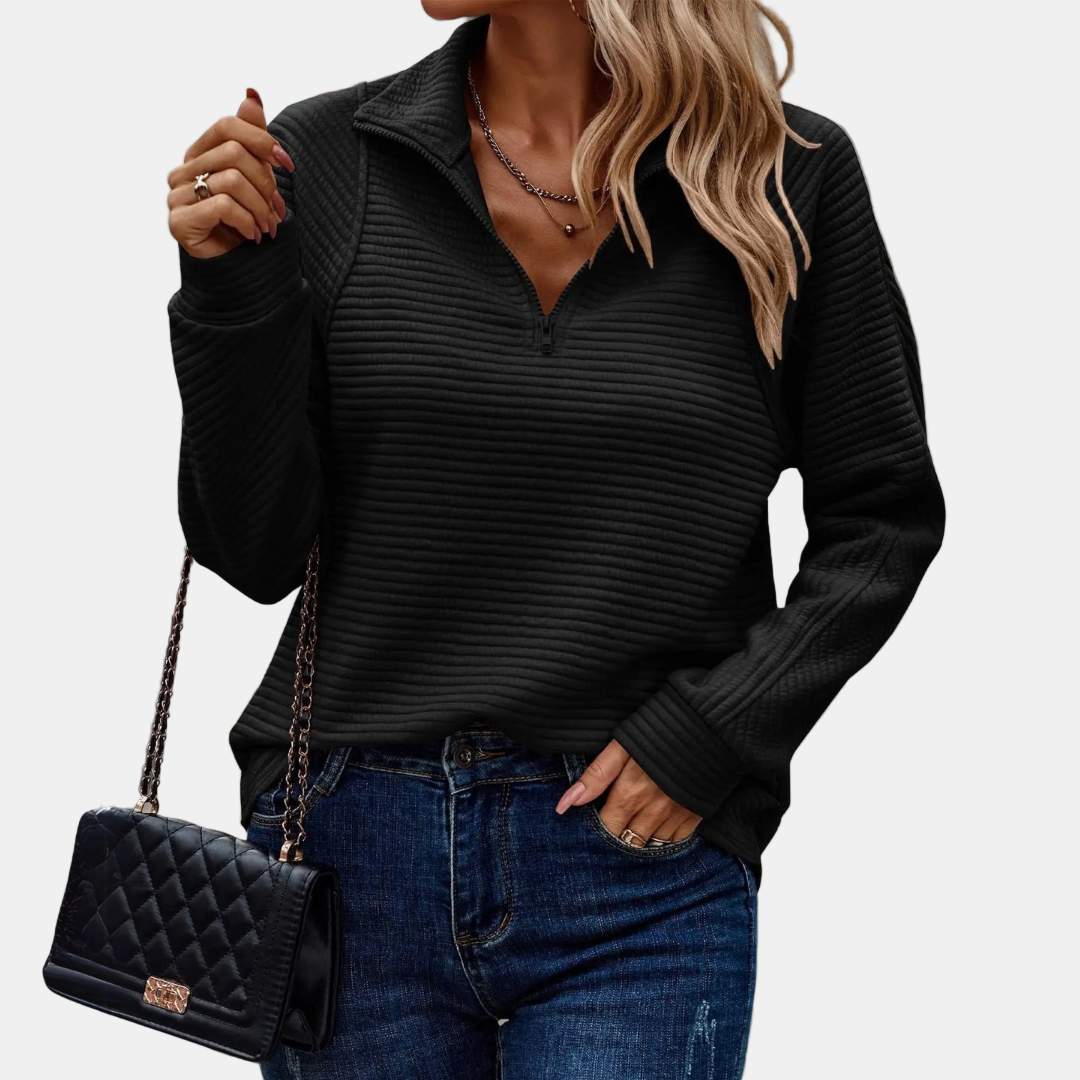 Unicloth.™ | Pull à demi-zip détaillé