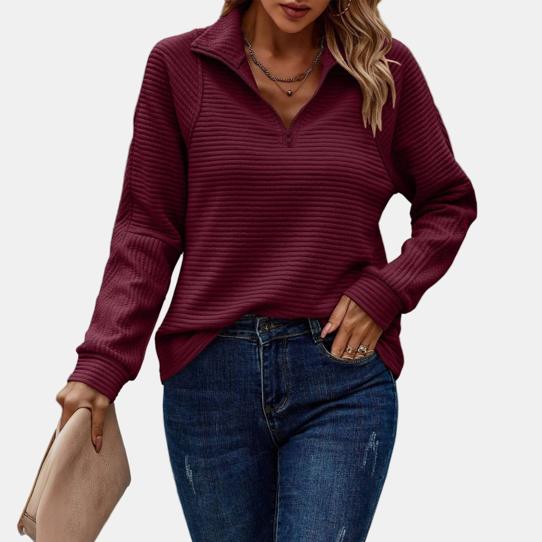 Unicloth.™ | Pull à demi-zip détaillé