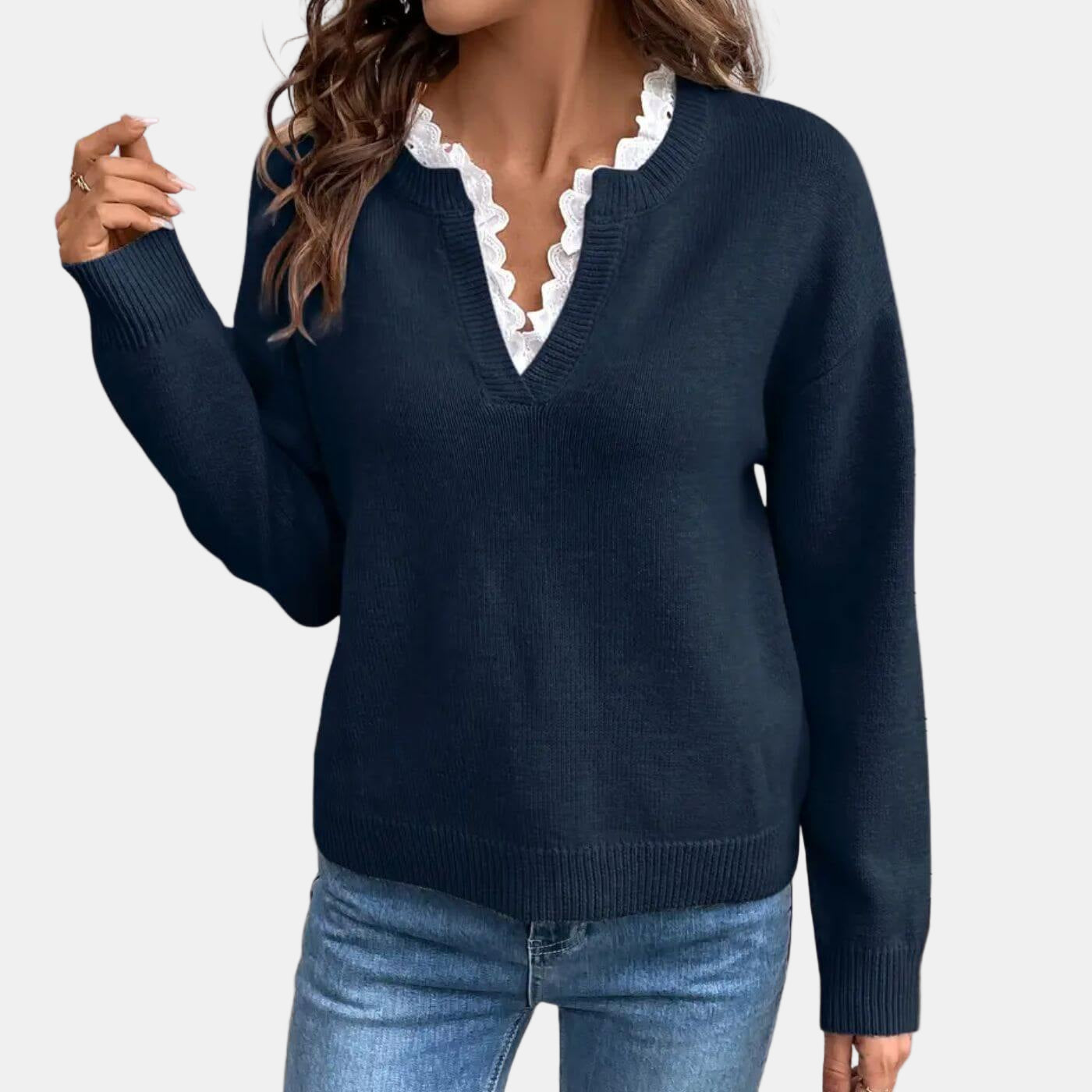 Unicloth.™ | Elegant Lace-Collared Sweater