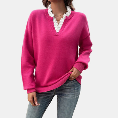 Unicloth.™ | Elegant Lace-Collared Sweater