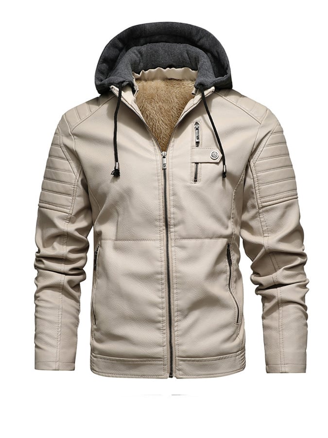 Unicloth.™ | HOODED JACKET WITH LEATHER EFFECT AND ZIP