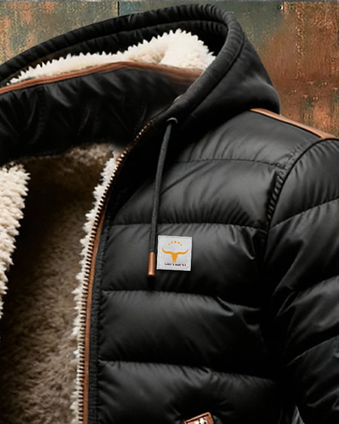 Unicloth.™ | Black Quilted Sherpa Winter Jacket