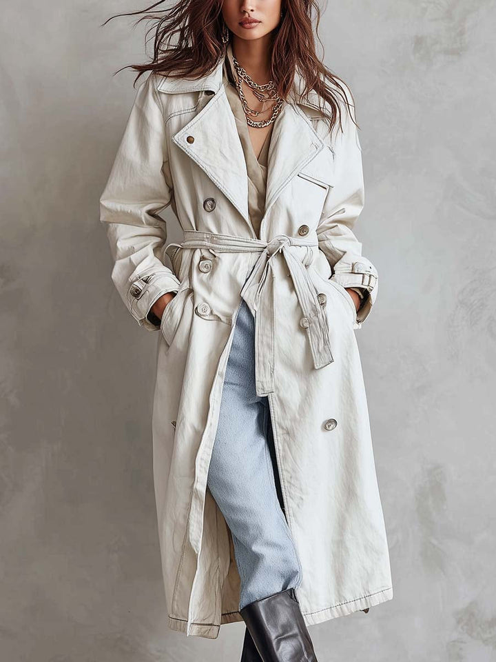 Off-White Pure-Cotton Denim Trench Coat