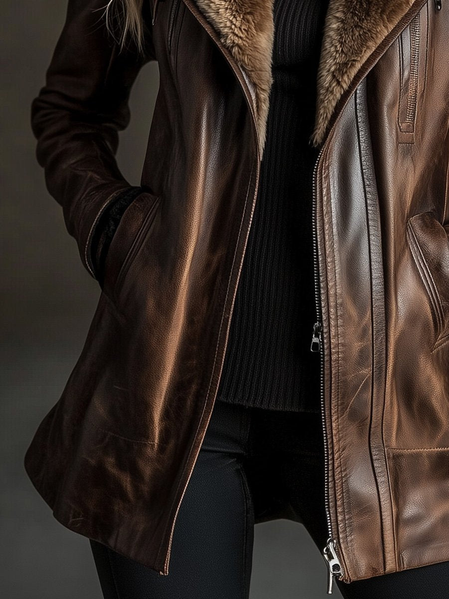 (clearance)Casual Vintage Wool Sheepskin Warm Coat