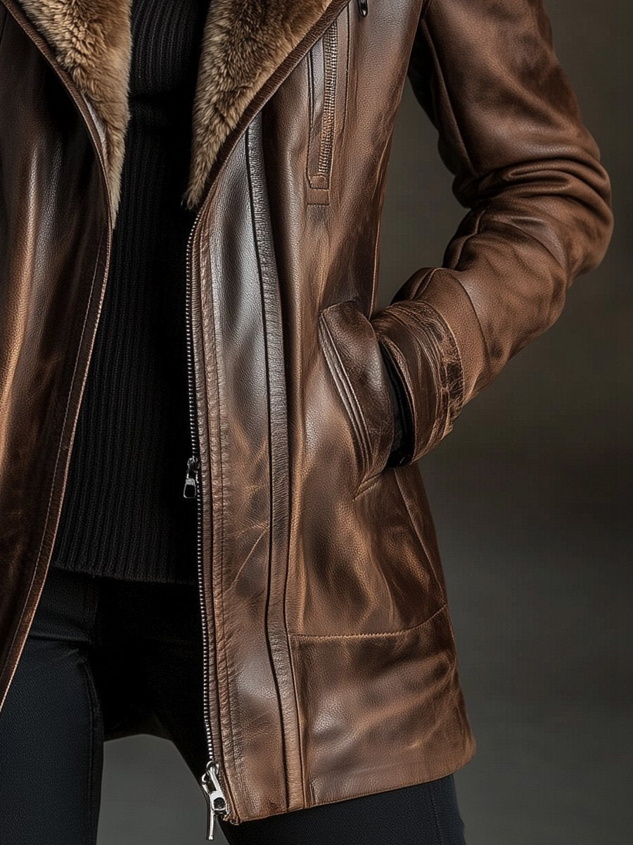 (clearance)Casual Vintage Wool Sheepskin Warm Coat