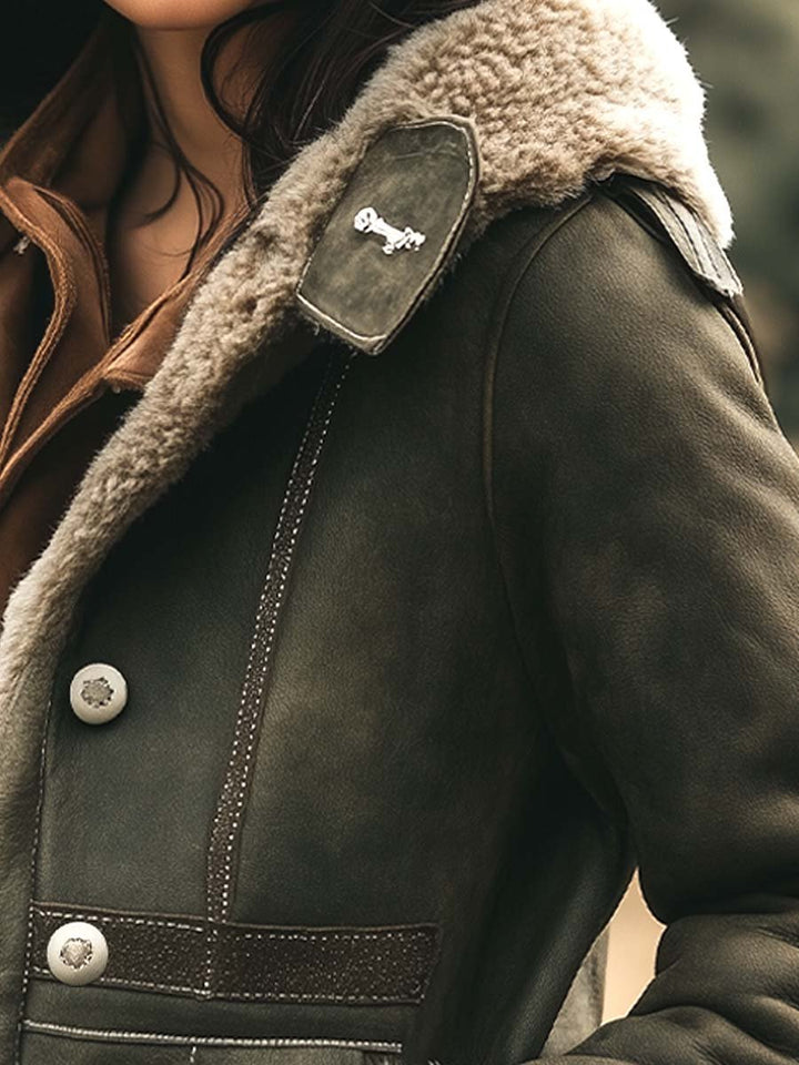 (clearance) Women's Retro Suede Thick Warm Coat