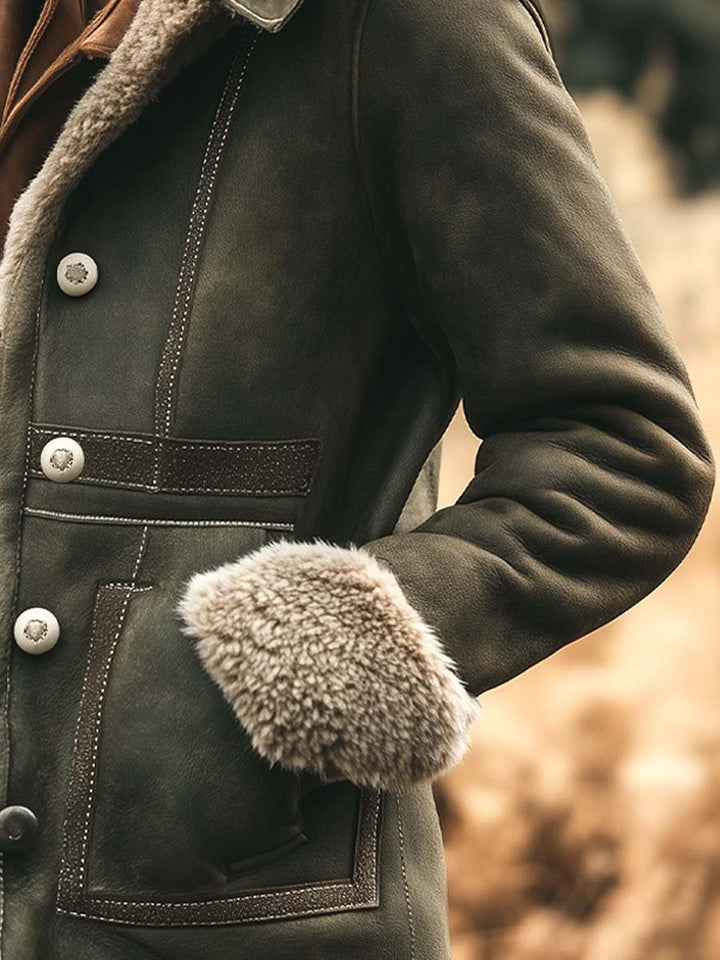 (clearance) Women's Retro Suede Thick Warm Coat